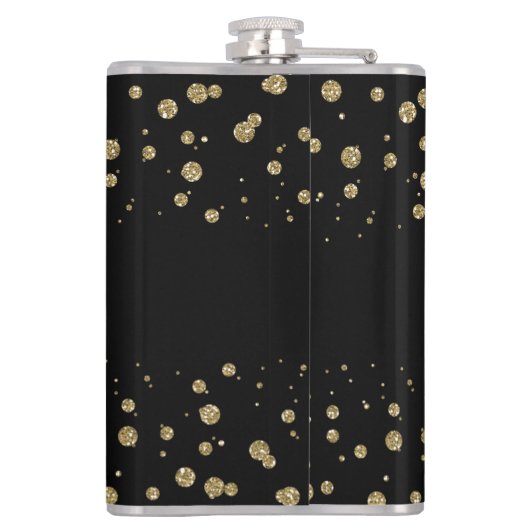 Elegant Goud Glitter Sparkle Black Personaliseer Heupfles (Achterkant)