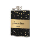 Elegant Goud Glitter Sparkle Black Personaliseer Heupfles (Links)