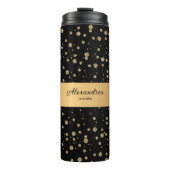 Elegant Goud Glitter Sparkle Black Personaliseer Thermosbeker (Voorkant)