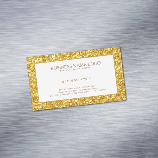 Elegant Goud Glitter Sparkles Patroon Visitekaartje Magneet (Voorbeeld)