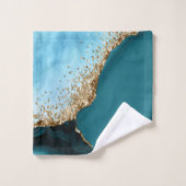 Elegant Goud Glitter Turquoise Marmer Bad Handdoek (Wasdoekje)