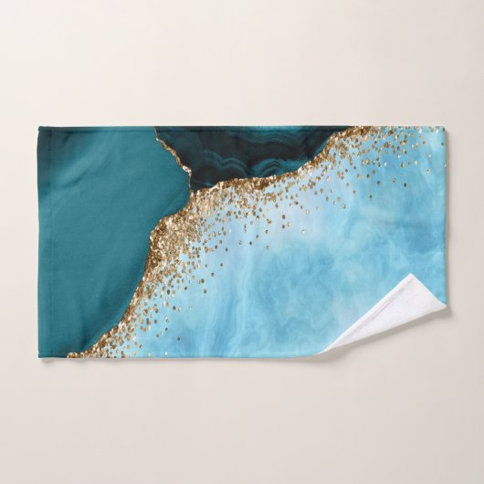 Elegant Goud Glitter Turquoise Marmer Bad Handdoek (Handdoek)