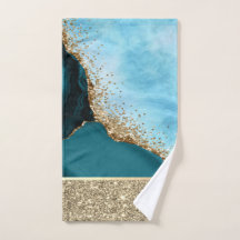 Elegant Goud Glitter Turquoise Marmer