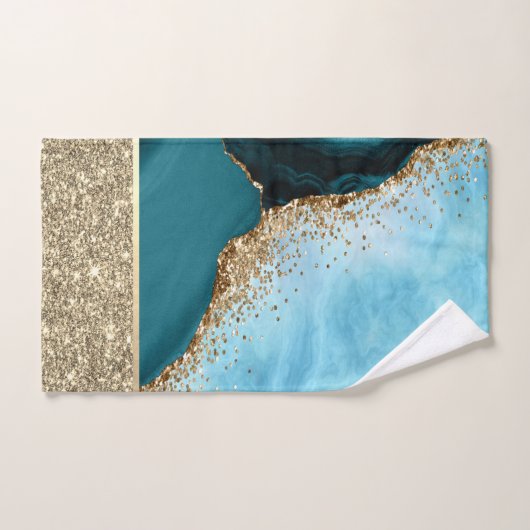Elegant Goud Glitter Turquoise Marmer Bad Handdoek (Handdoek)