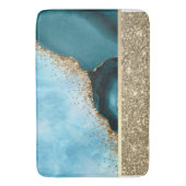 Elegant Goud Glitter Turquoise Marmer Badmat (Voorkant Verticaal)