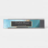 Elegant Goud Glitter Turquoise Marmer, Lijst Bureau Naambordje (Voorkant)