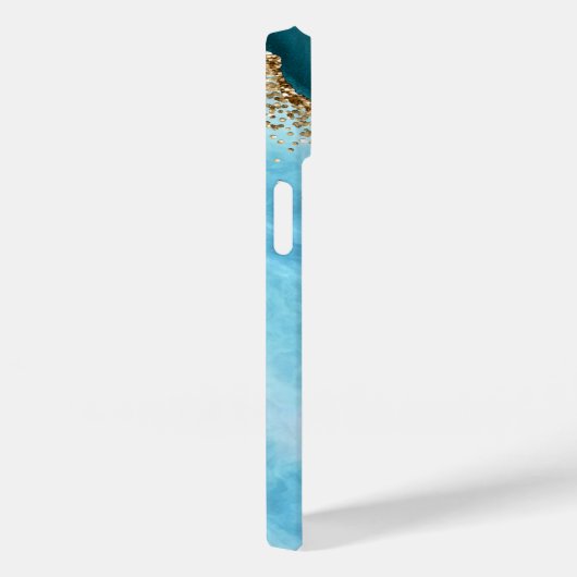 Elegant Goud Glitter Turquoise Marmer Monogram Case-Mate iPhone Case (Achterkant / Rechts)
