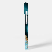 Elegant Goud Glitter Turquoise Marmer Monogram Case-Mate iPhone Case (Achterkant / Links)