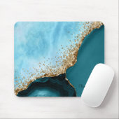 Elegant Goud Glitter Turquoise Marmer Muismat (Met muis)