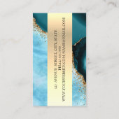 Elegant goud glitter turquoise marmer, schaar visitekaartje (Achterkant)