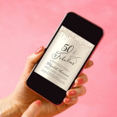 Elegant Goud Glitter Virtual 50e Verjaardagsfeest Kaart