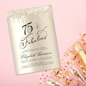 Elegant Goud Glitter Virtual 75e Verjaardagsfeest Kaart
