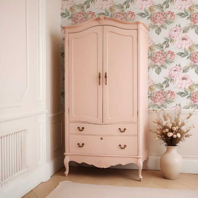 Elegant Goud Glitter Waterverf Roze Pioen Bloemen Behang (Elegant Gold Glitter Watercolor Pink Peony Florals Wallpaper)