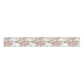 Elegant Goud Glitter Waterverf Roze Pioen Bloemen Grosgrain Lint (Voorkant)