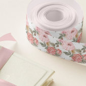 Elegant Goud Glitter Waterverf Roze Pioen Bloemen Grosgrain Lint