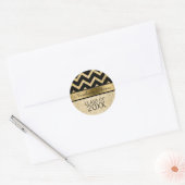 Elegant Goud Glitter Zwart Chevron-Afstuderen Ronde Sticker (Envelop)