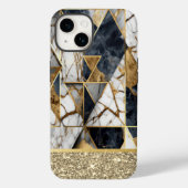 Elegant Goud Glitter Zwart Marmer Geometrisch Case-Mate iPhone Case (Achterkant)