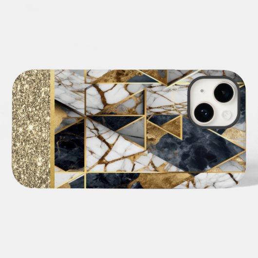 Elegant Goud Glitter Zwart Marmer Geometrisch Case-Mate iPhone Case (Achterkant (horizontaal))