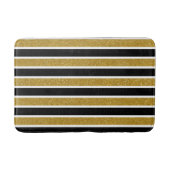 Elegant Goud Glitter Zwart Wit Strepen Badmat (Voorkant)