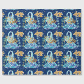 Elegant Goud Glitterig Blauw Onder het Zee Cadeaupapier (Vlak)