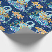 Elegant Goud Glitterig Blauw Onder het Zee Cadeaupapier (Hoek)