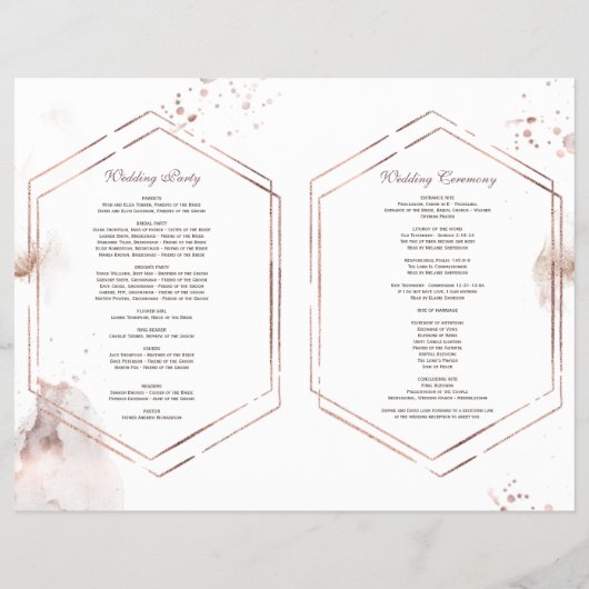 Elegant goud glitters wast frame trouwprogramma flyer (Achterkant)