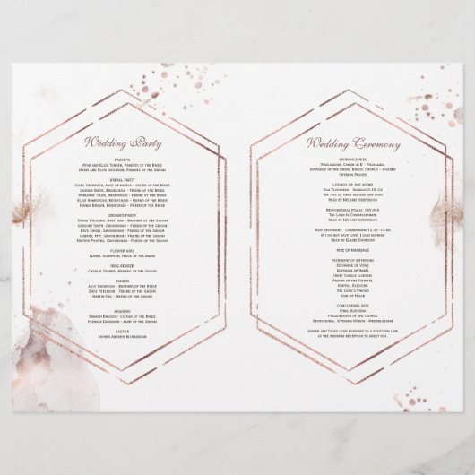 Elegant goud glitters wast frame trouwprogramma flyer (Achterkant)