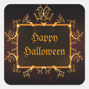 Elegant Goud Gotisch Lijst Halloween Vierkante Sticker