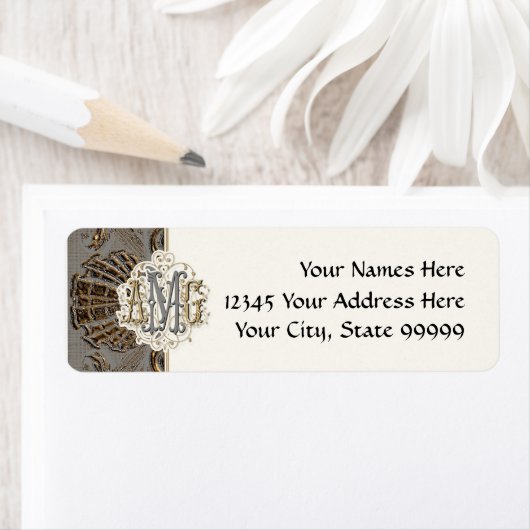 Elegant Goud Goud Barok Custom Monogrammed Etiket (Insitu)