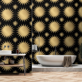 Elegant Goud Gouden Zwart Modern Patroon Behang