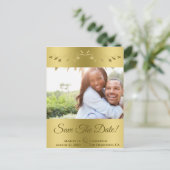 Elegant Goud Gradient Bruiloft Opslaan Datum Brief Feestdagenkaart (Staand voorkant)