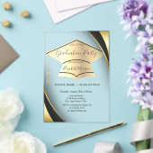 Elegant Goud Graduation Cap Lijst Zwart Afstuderen Acryl Uitnodigingen (Insitu (Huwelijk))