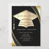 Elegant Goud Graduation Cap Lijst Zwart Afstuderen Kaart (Voorkant)