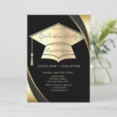 Elegant Goud Graduation Cap Lijst Zwart Afstuderen Kaart (Staand voorkant)