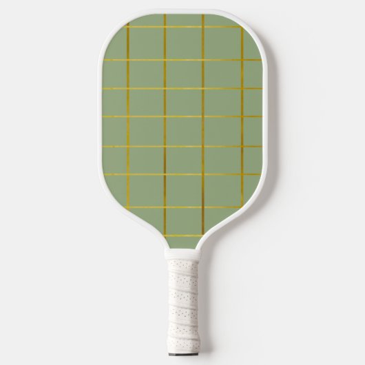 Elegant Goud Grid en Sage Green Pickleball Paddle (Voorkant)