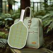 Elegant Goud Grid en Sage Green Pickleball Paddle