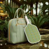 Elegant Goud Grid en Sage Green Pickleball Paddle