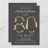 Elegant Goud Grijs 80ste Verjaardagsfeestje Kaart (Voorkant / Achterkant)