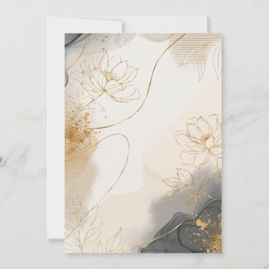 Elegant Goud & Grijs Bloemen 0e Jubileum ID1169 Kaart (Achterkant)