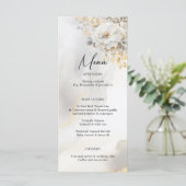 Elegant Goud Grijs Goud Bloemen Bruiloft MENU (Staand voorkant)