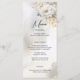 Elegant Goud Grijs Goud Bloemen Bruiloft MENU
