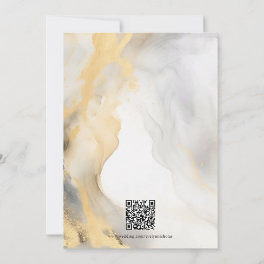 Elegant Goud Grijs Goud Bloemen Wassen QR code Kaart (Achterkant)