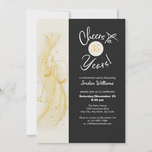 Elegant Goud Grijs Juicht op Jaren Pensioenfeest Kaart (Voorkant)