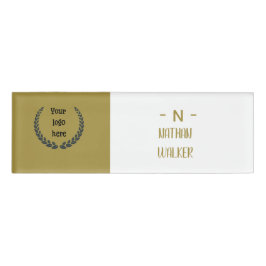 Elegant Goud & Grijs Monogram I Minimalistisch Ele Naambadge