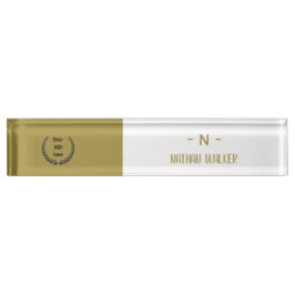 Elegant Goud & Grijs Monogram I Minimalistisch Ele Naambordje