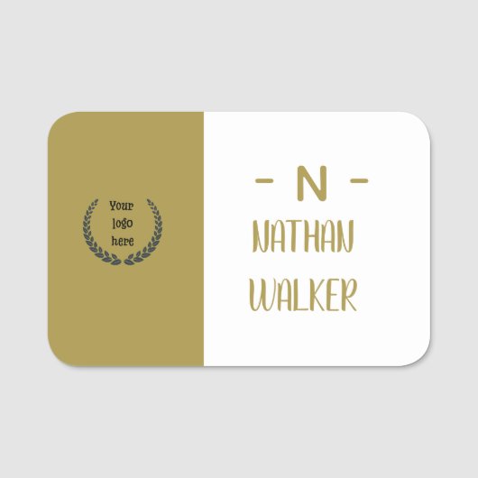 Elegant Goud & Grijs Monogram I Minimalistisch Ele Naamplaatje (Voorkant)