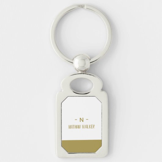 Elegant Goud & Grijs Monogram I Minimalistisch Ele Sleutelhanger (Voorkant)
