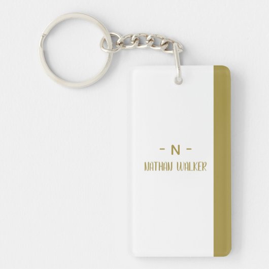 Elegant Goud & Grijs Monogram I Minimalistisch Ele Sleutelhanger (Voorkant)