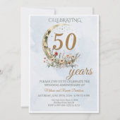 Elegant Goud Groen 50ste Bruiloft Jubileum Kaart (Voorkant)