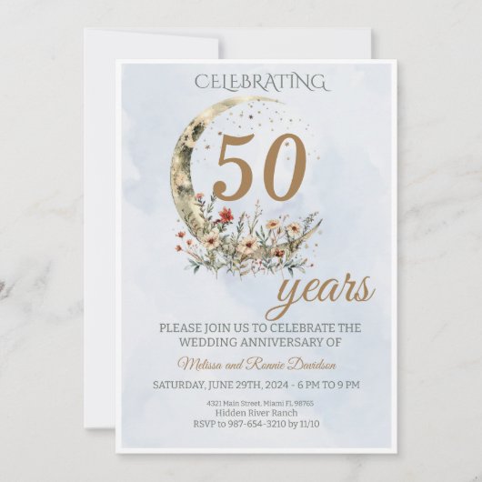 Elegant Goud Groen 50ste Bruiloft Jubileum Kaart (Voorkant)